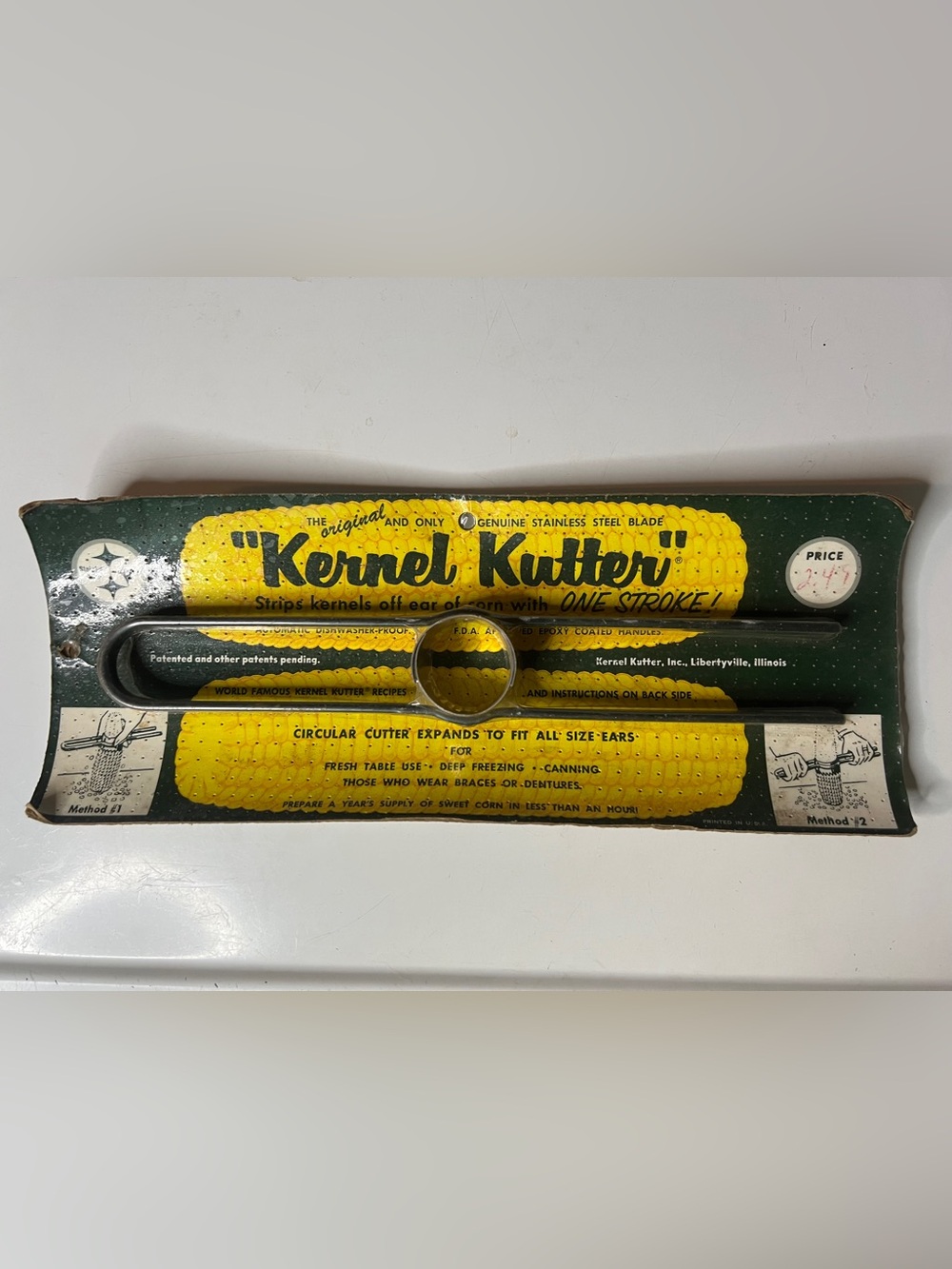 Vintage Kernel Kutter Stainless Steel Corn Cutter Stripper Tool in Original Pkg